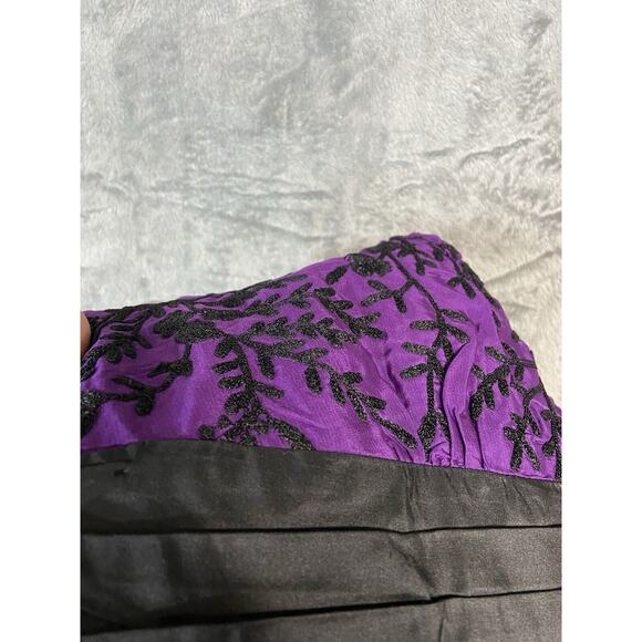 Tracy Reese S 6 Silk Black Floral Embroidered Purple Dress Whimsigoth Empire NYE - Picture 15 of 16